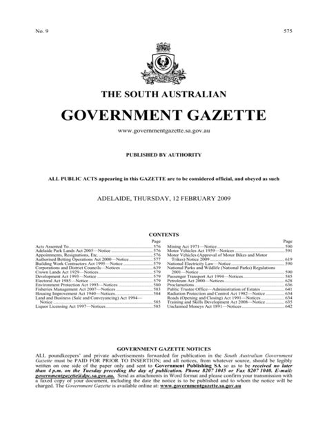 government gazette south australia