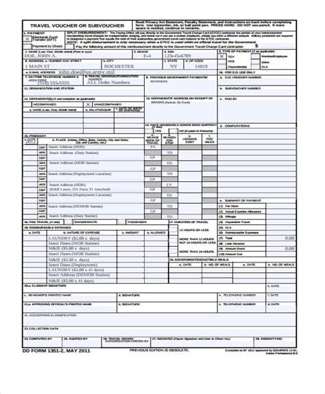 government travel voucher form