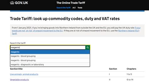 government website commodity codes
