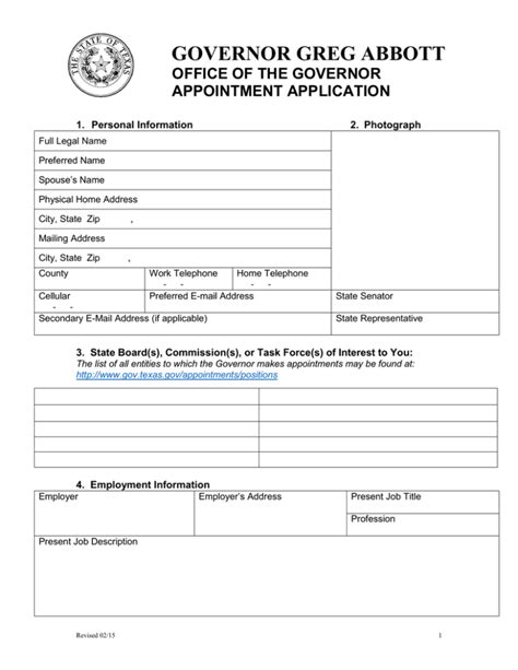 governor abbott appointment application