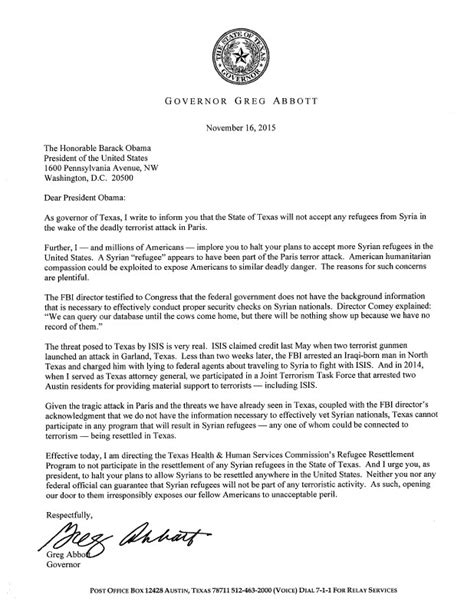 governor abbott letter