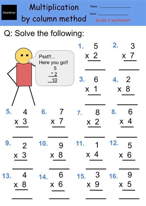 grade 2 multiplication worksheets printable template