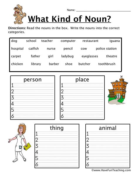 grade 4 english nouns worksheets
