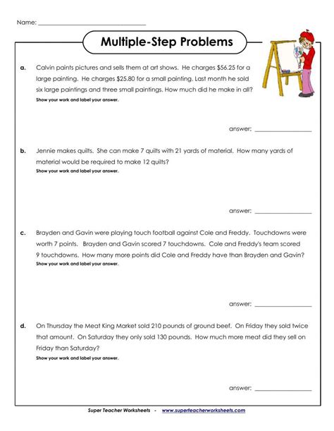 Grade 5 Math Multi Step Word Problems Worksheets