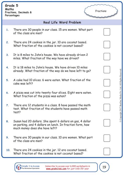 Grade 5 Maths Problem Solving Worksheets Pdf
