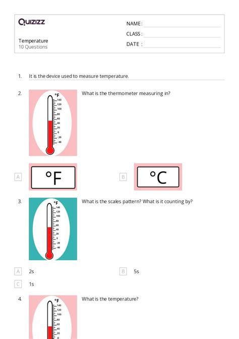 Grade 6 Math Temperature Worksheets