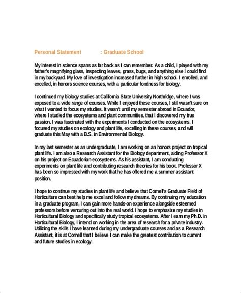 graduate school personal statement examples education