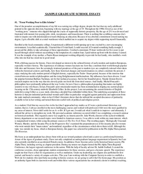 graduate student essay examples