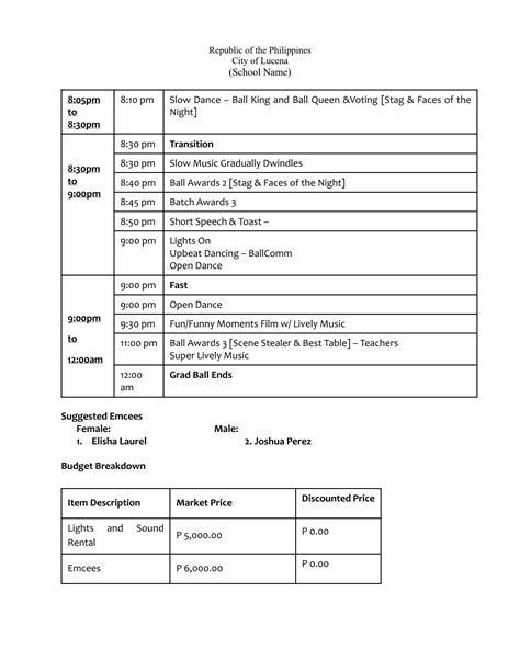 Graduation Ball Event Proposal