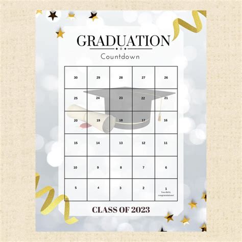 Graduation calendar with notes