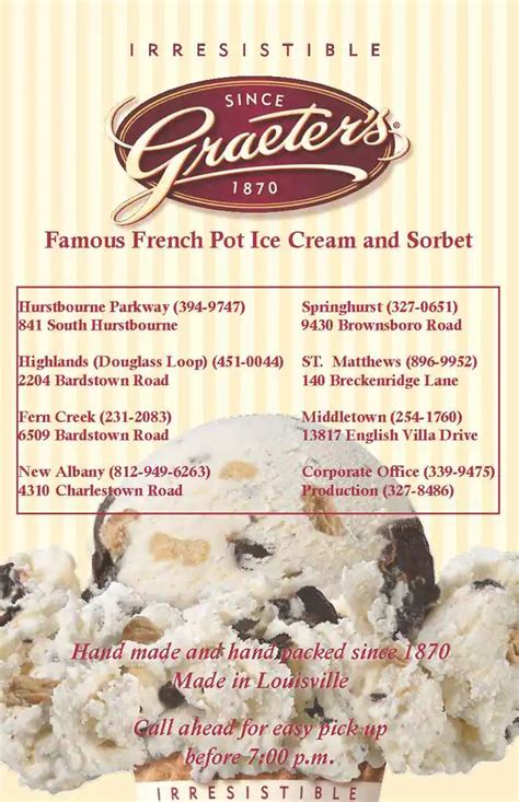Graeter's Drive Thru Menu