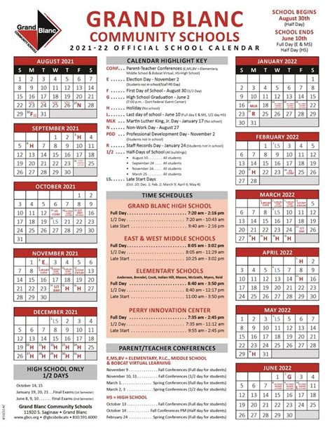 Grand Blanc Community Schools Calendar