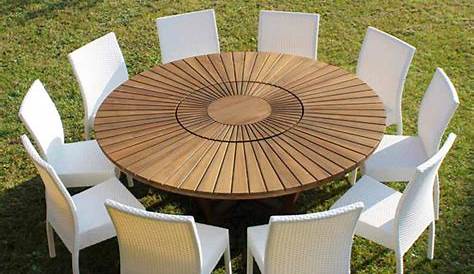 Grande table ronde de jardin en teak massif Real Table