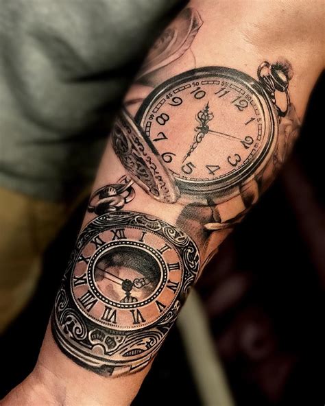 Inspirational Grandfather Clock Tattoos Designs Ideas