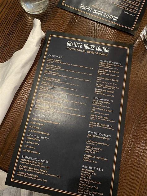 Granite House Menu