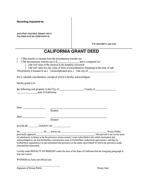 Grant Deed Form Suggested Addresses For Scholarship Details