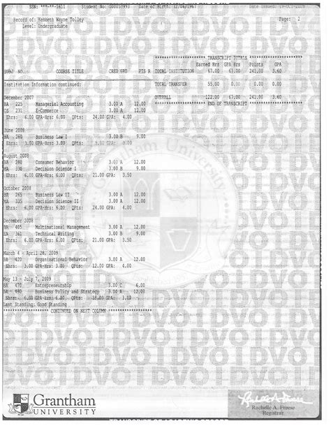 grantham university order transcript