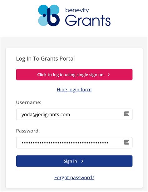 grants portal log in