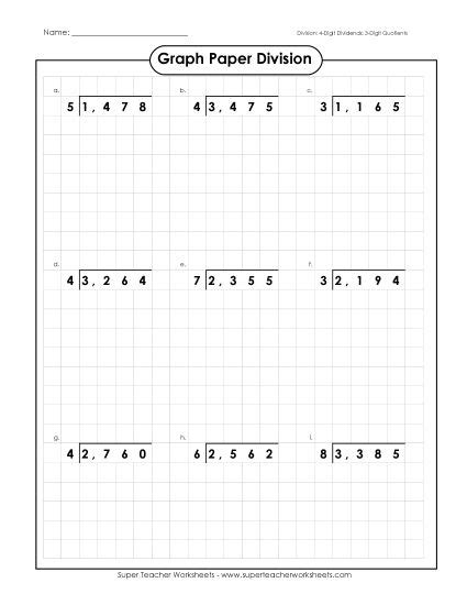 Graph Paper Division Sheets