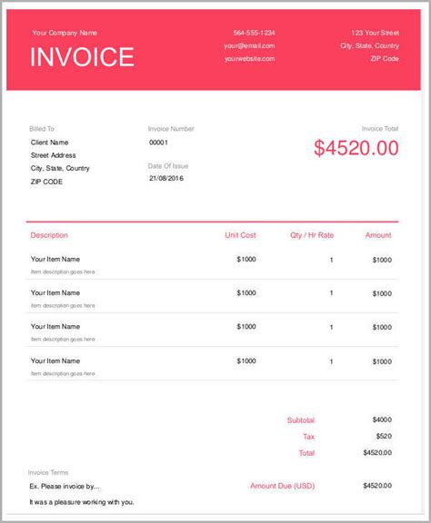 Freelance Graphic Designer Invoice Template Bonsai