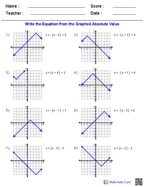 graphing absolute value inequalities worksheet