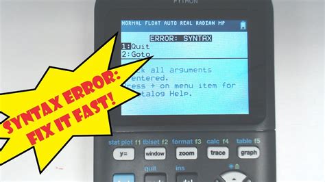 Graphing Calculator Error Syntax
