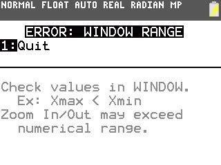 Graphing Calculator Error Window Range