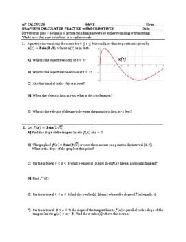 Graphing Calculator Practice With Derivatives