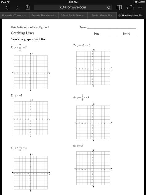 graphing linear equations worksheet with answer key algebra 1