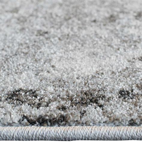 Teppich Grau Silber Wohnzimmer 3D Marmor Design Edle Bordüre Robust