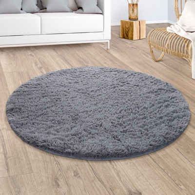 Hochflor Langflor Shaggy Teppich Aloha Grau Rund Teppiche Hochflor