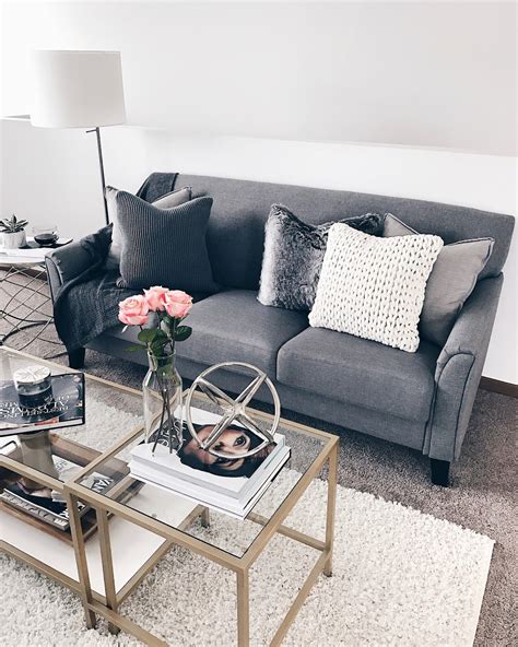 Favorite Gray Couch With Black Pillows For Living Room
