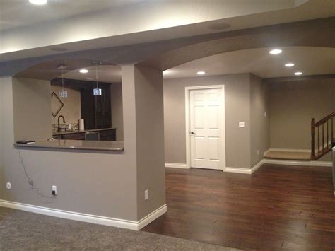 Finished Basement remodel project walls painted with Agreeable Gray by
