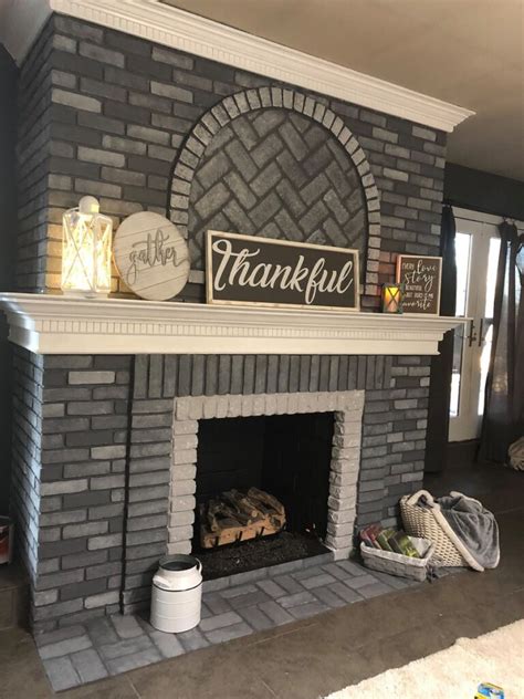 Winsome Before Grey Paint Red Brick Fireplace Makeover Crux Wash On A