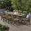 Coraline Outdoor 7 Piece Acacia Wood and Wicker Dining Set, Gray, Gray