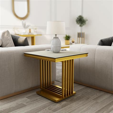 Gray And Gold End Table