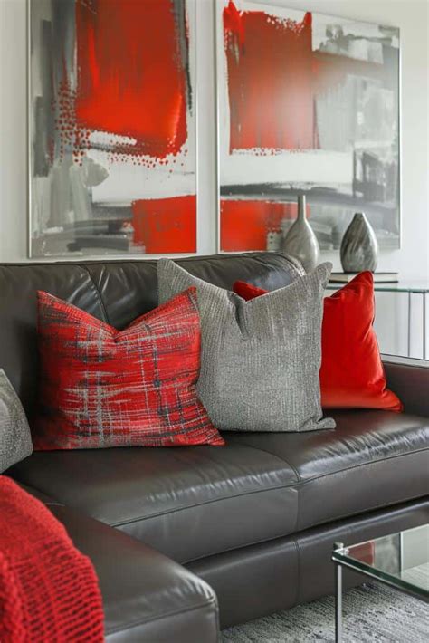 Gray And Red Throw Pillow