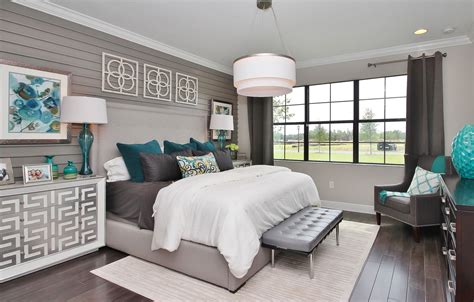 gray and teal bedroom