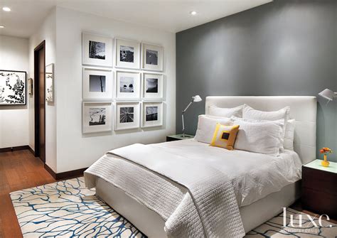 Gray And White Bedroom With Accent Wall