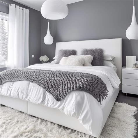 Gray And White Bedroom With Geometric Patterns