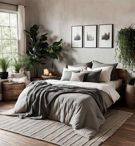 Gray And White Bedroom With Textured Bedding
