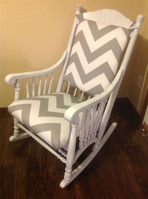 gray and white chevron rocking chair