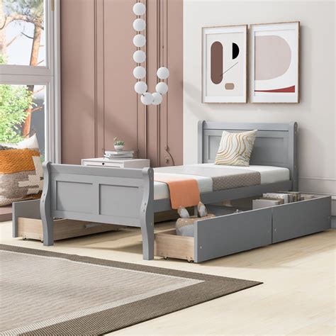 Gray Bed Frame Twin