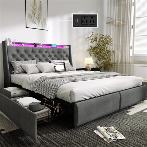 Gray Bed Set With Lights