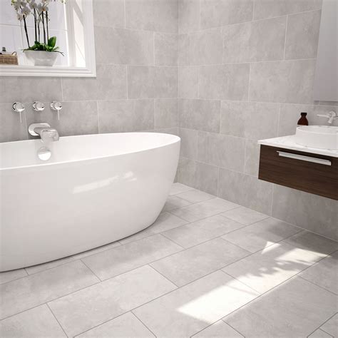 Gray Ceramic Bathroom Floor Tile