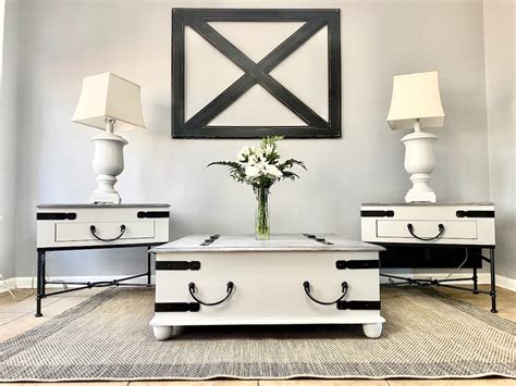 Gray Coffee Table With Matching End Tables