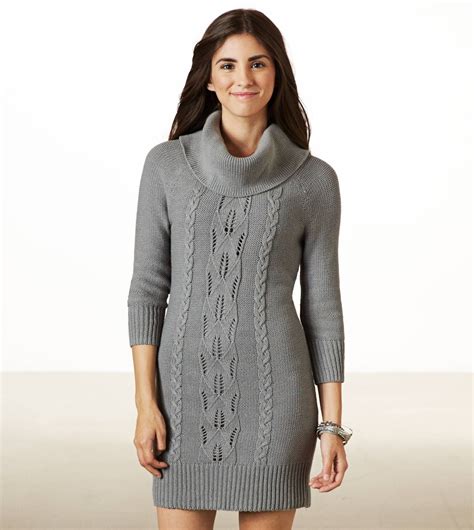 gray cowl neck sweater dress