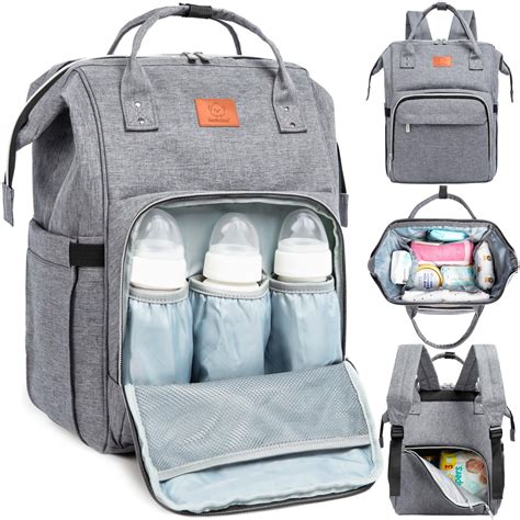 gray diaper bag