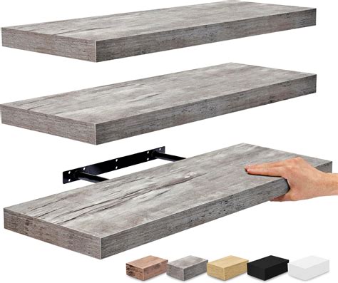 Gray Floating Wall Shelves