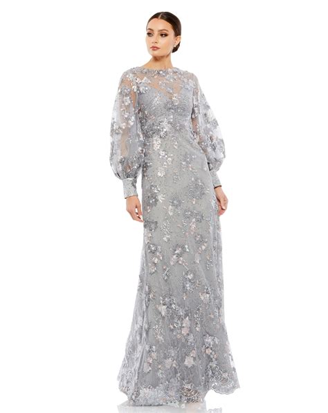 Gray Floral Evening Dresses
